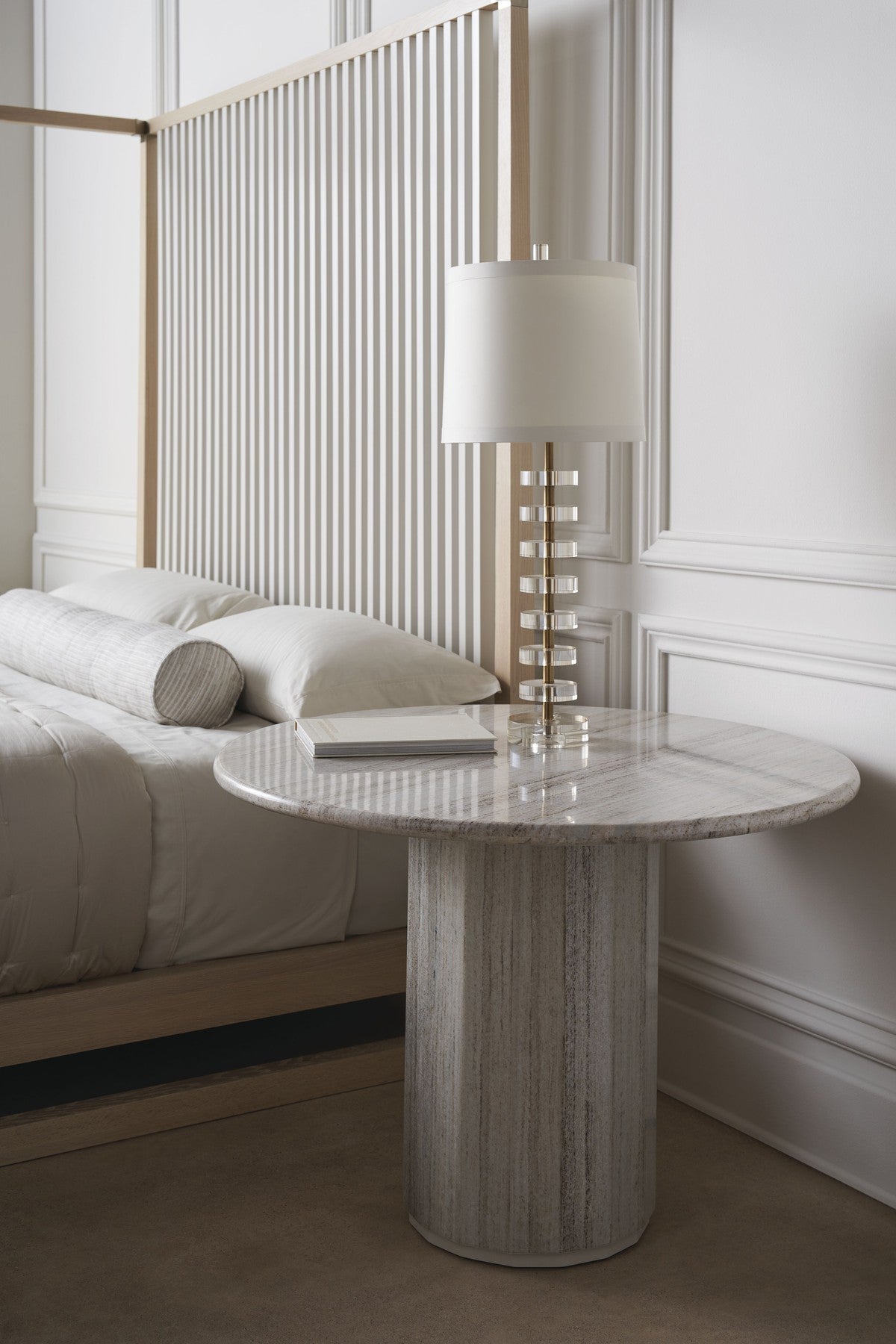Pinstripe Light Bed - Queen  - Brown, Off White