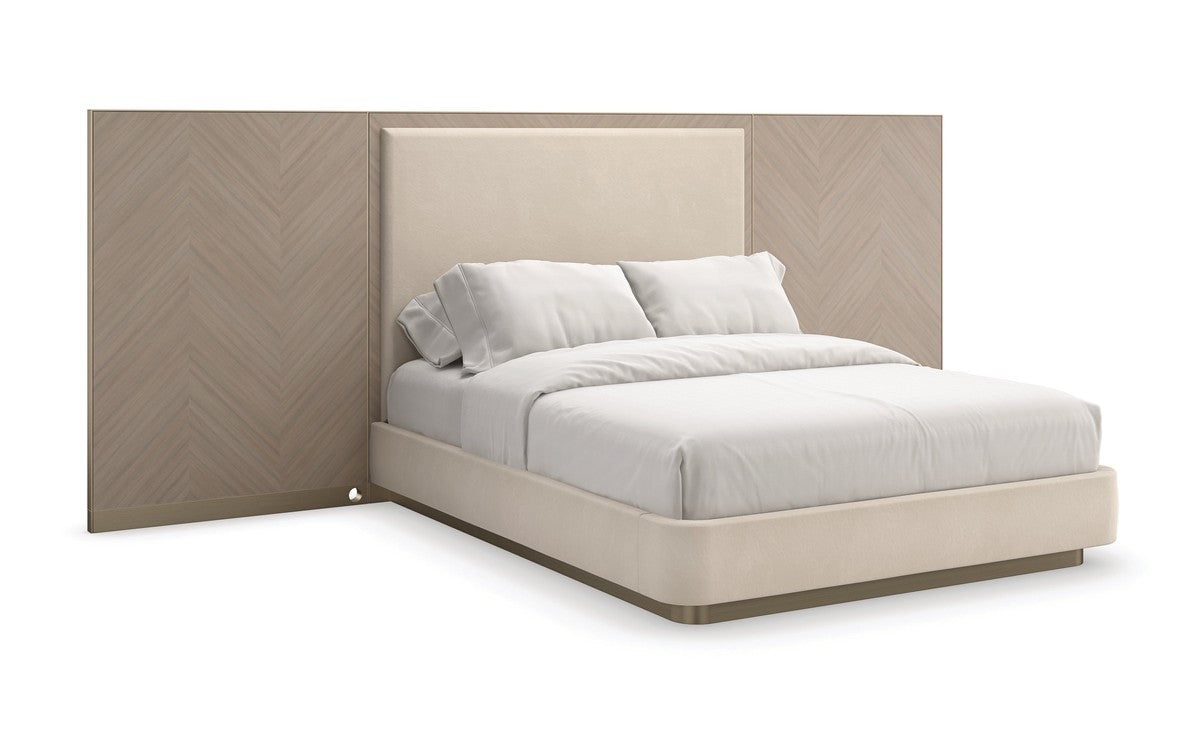 Anthology Qn Bed W/Wings  - Beige, Gold