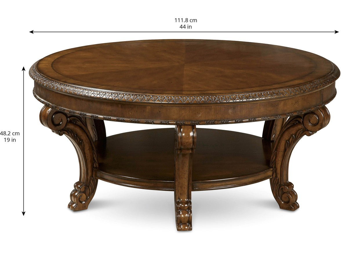 Old World Round Cocktail Table - Brown