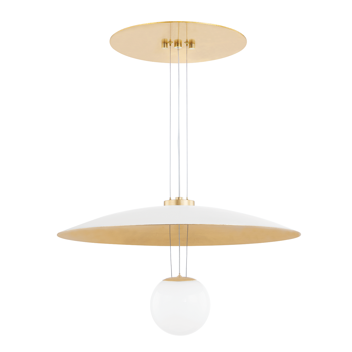 Brim 1 Light Small Pendant Soft White / Gold Leaf-Hudson Valley-HVL-KBS1743701-S-Pendants-1-France and Son