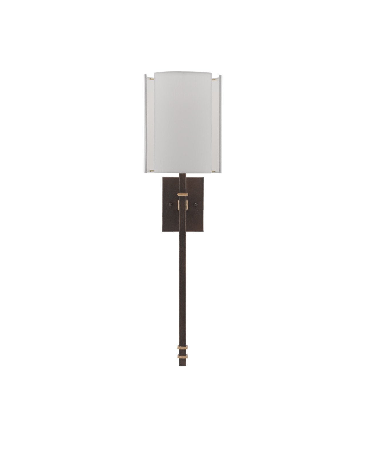 Rocher Bronze Wall Sconce, White Shade