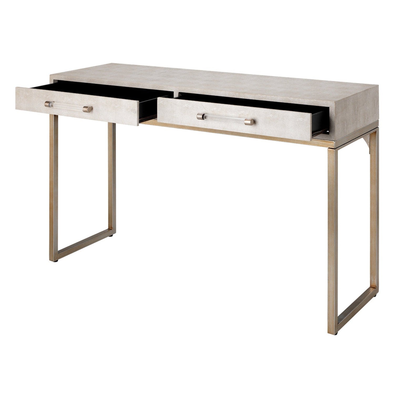Kain Console Table-Jamie Young-JAMIEYO-LSKAINCODG-Console TablesGrey Faux Shagreen & Brushed Champagne Metal-6-France and Son