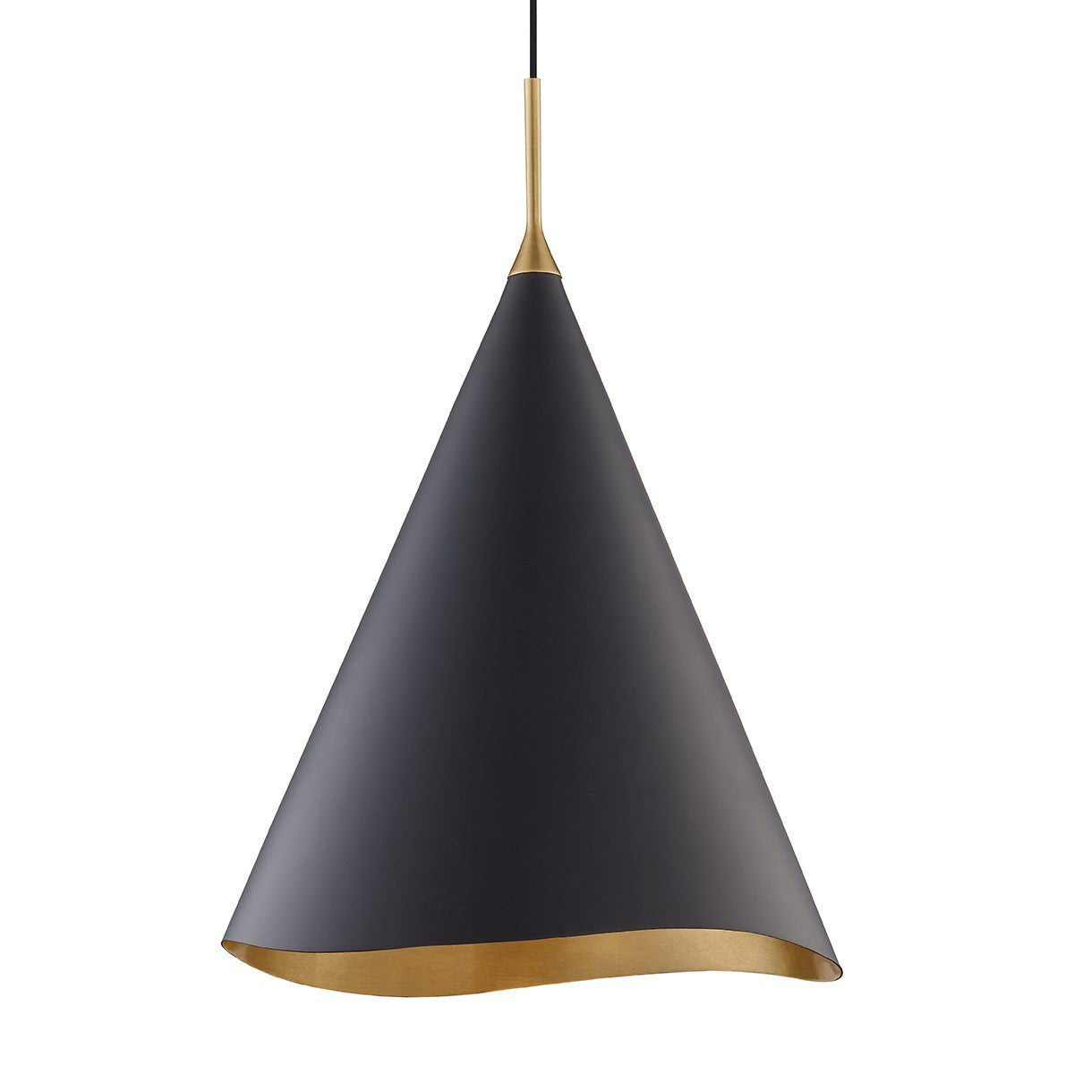 Martini Gold Leaf Pendant Large-Hudson Valley-HVL-9618-GL/BLK-PendantsBlack Combo-1-France and Son