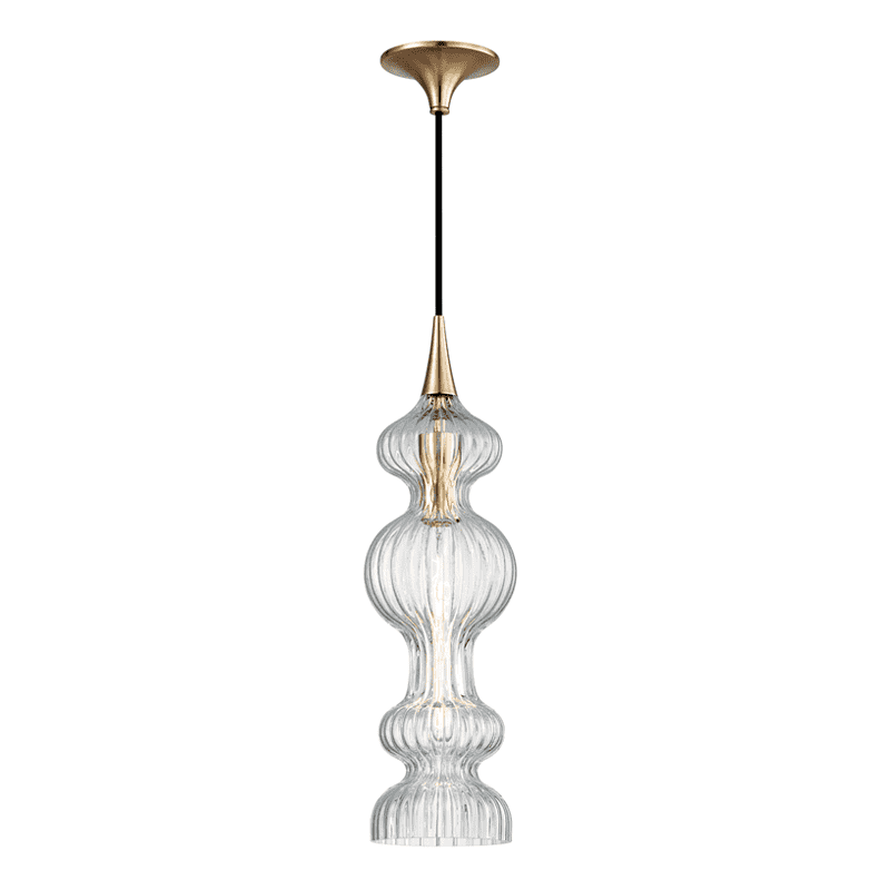 Pomfret 1 Light Pendant With Clear Glass Aged Brass-Hudson Valley-HVL-1600-AGB-CL-Pendants-1-France and Son