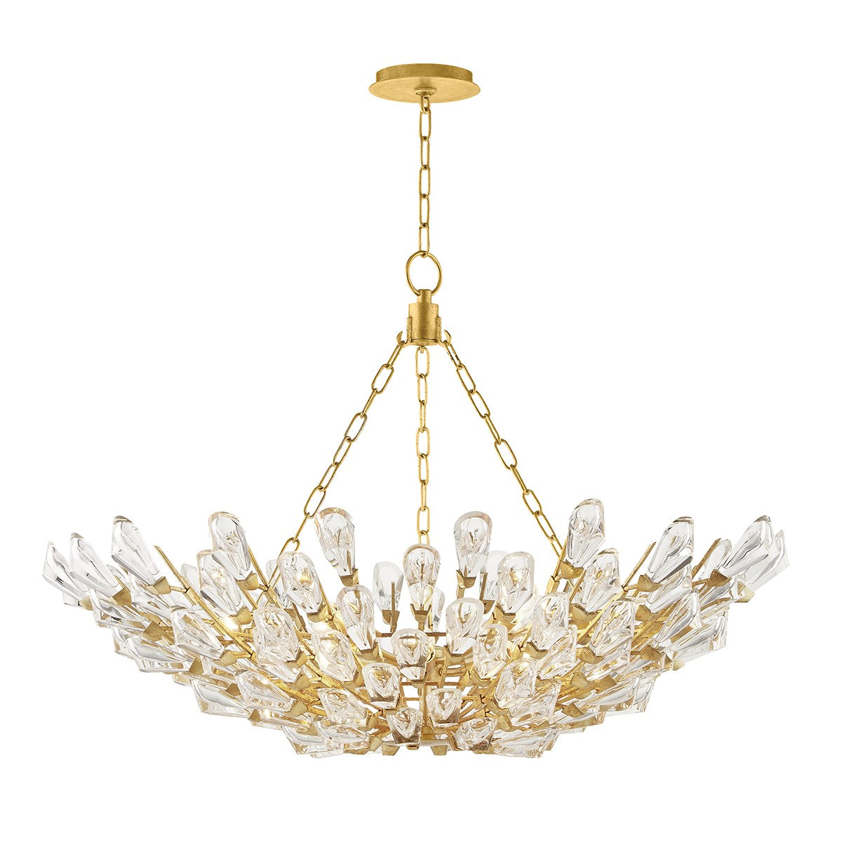 Tulip Bowl Ennead Chandelier-Hudson Valley-HVL-7240-GL-ChandeliersGold Leaf-1-France and Son