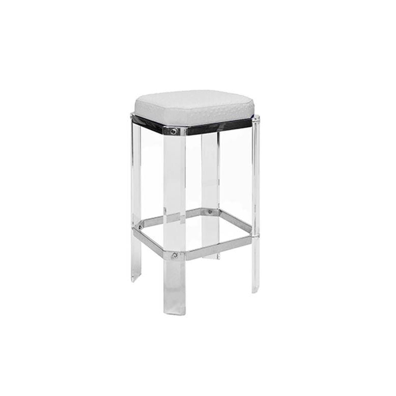 Dorsey Counter Stool-Worlds Away-WORLD-DORSEY NOS-Bar StoolsWhite Ostrich - Nickel-3-France and Son