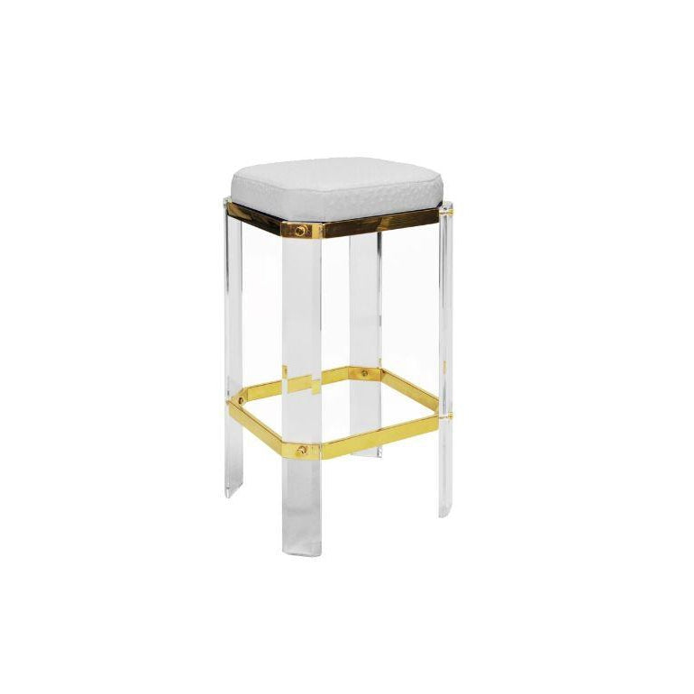 Dorsey Counter Stool-Worlds Away-WORLD-DORSEY OS-Bar StoolsWhite Ostrich - Brass-5-France and Son