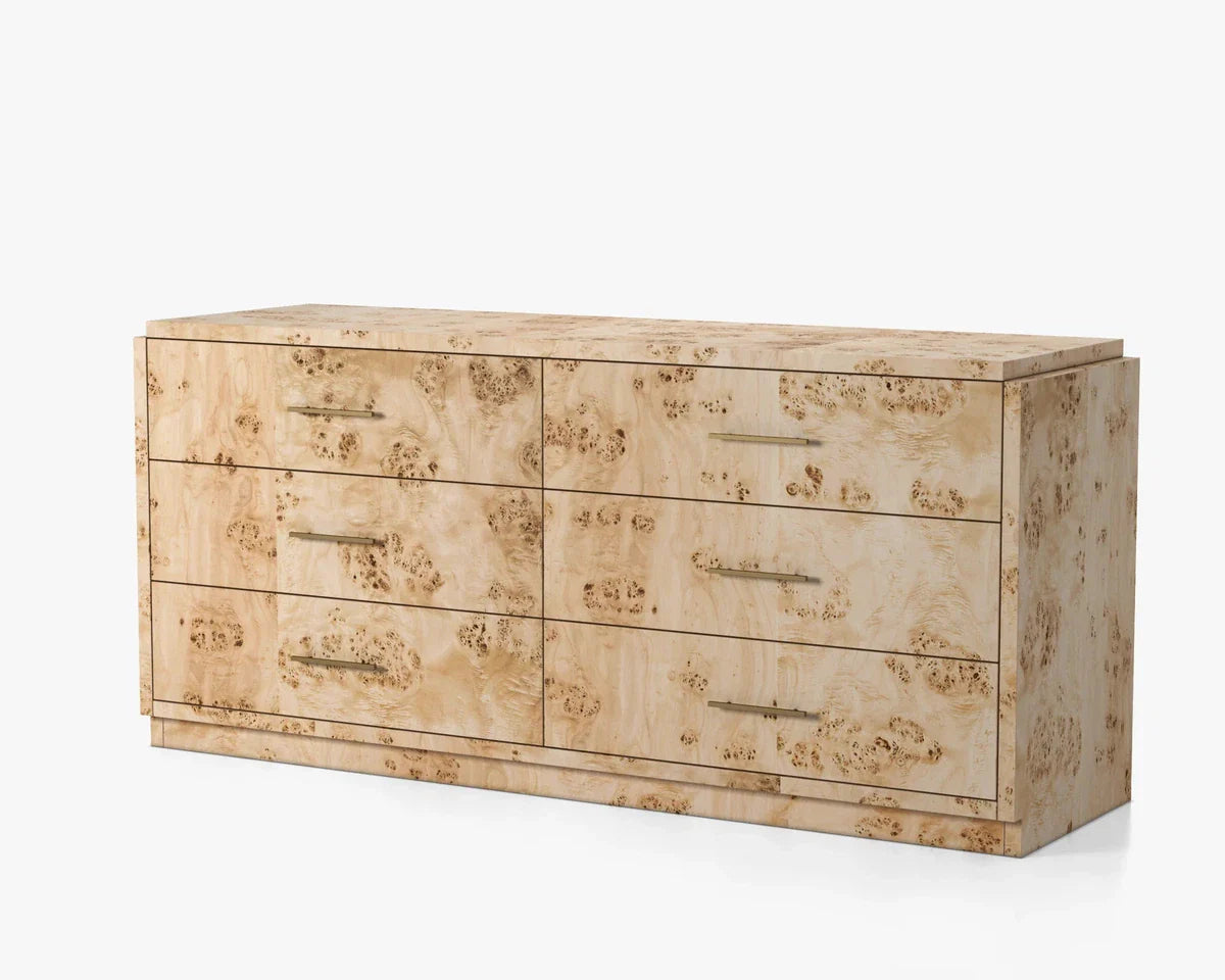 Wesley Burl 6-Drawer Dresser - Light Burl