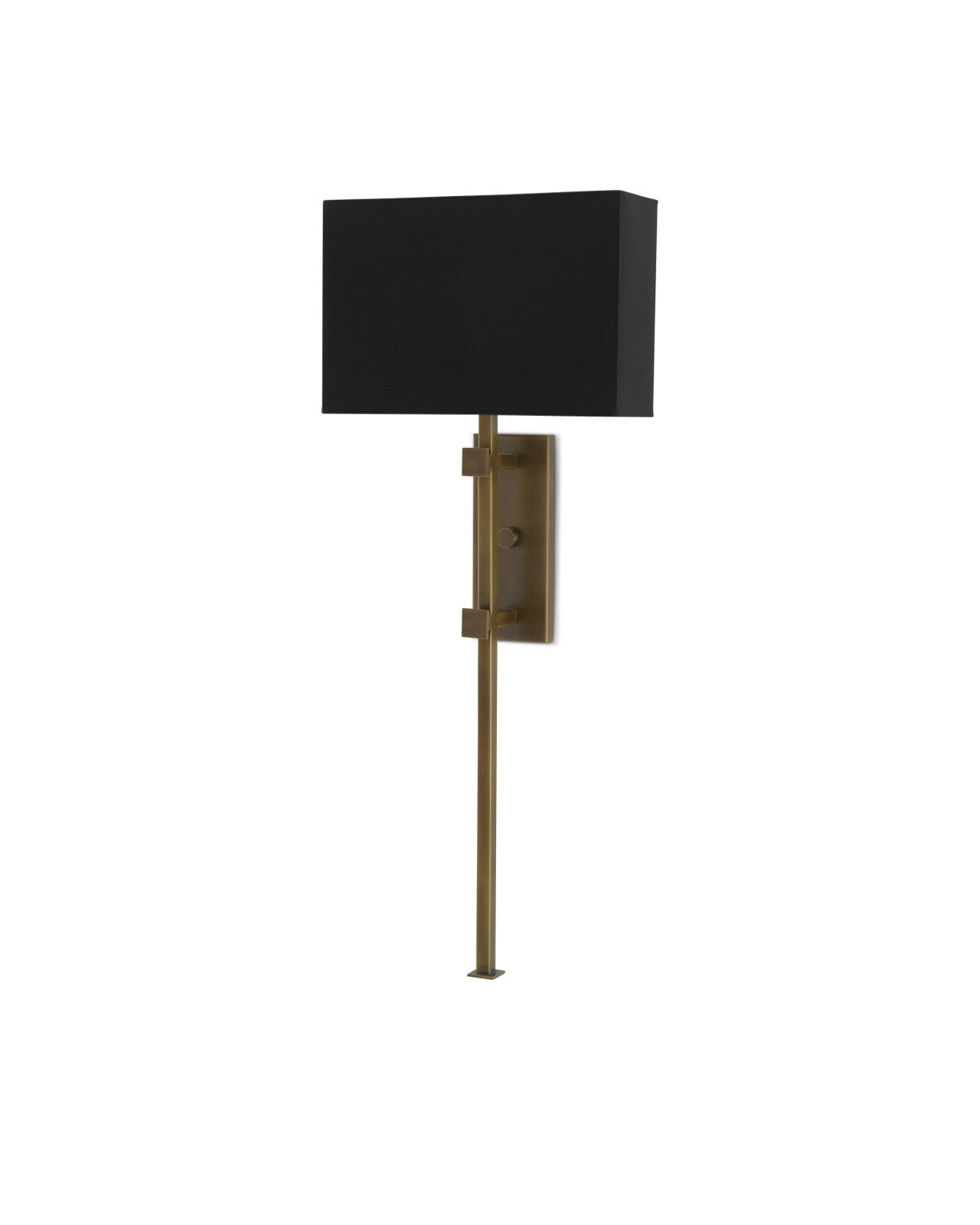 Edmund Brass Wall Sconce, Black Shade