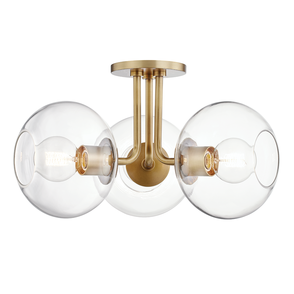 Margot 3 Light Semi Flush-Mitzi-HVL-H270603-AGB-Flush MountsAged Brass-1-France and Son