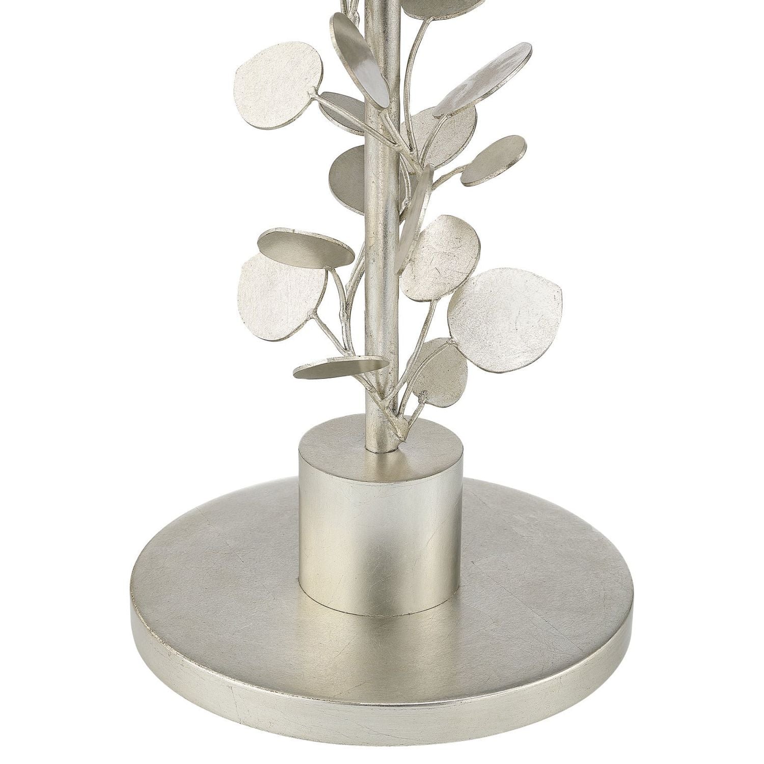 Alternate view of Lunaria Silver Accent Table, featuring metal, marble, and a compact round top surface.
