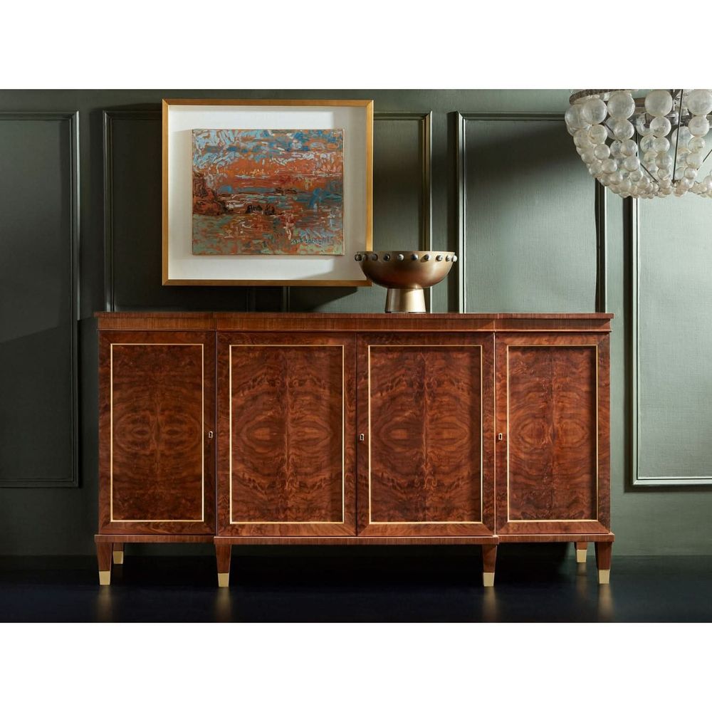 Alternate view of Large Walnut Breakfront Cabinet in warm walnut brown and deep amber brown.