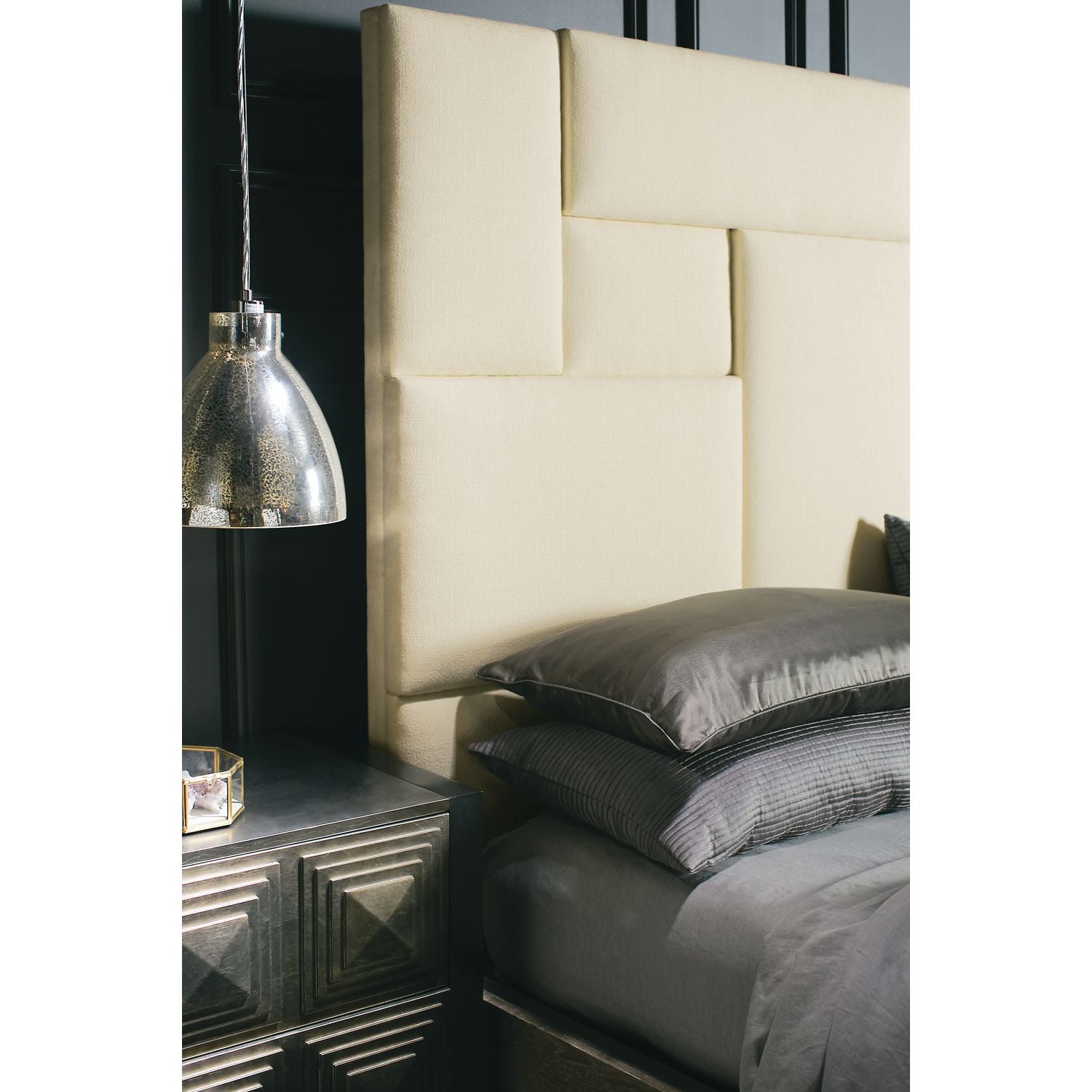 Mosaic Upholstered King Panel Bed
