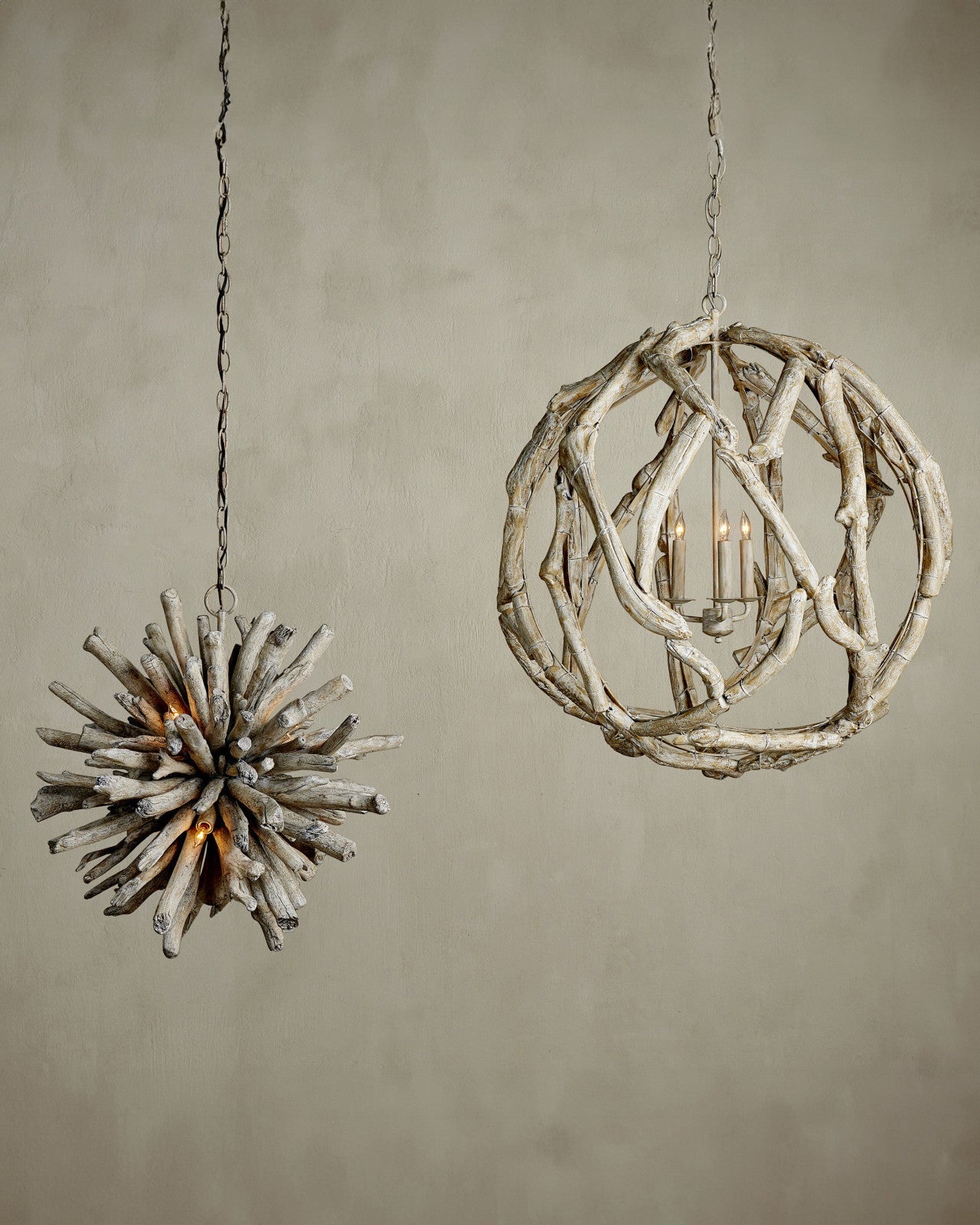 Driftwood Whitewash Orb Chandelier