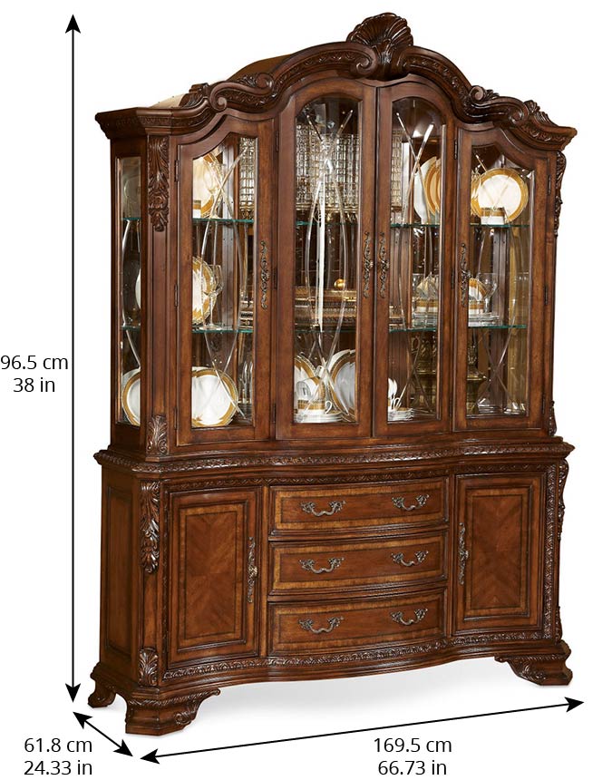 Old World China Cabinet - Brown