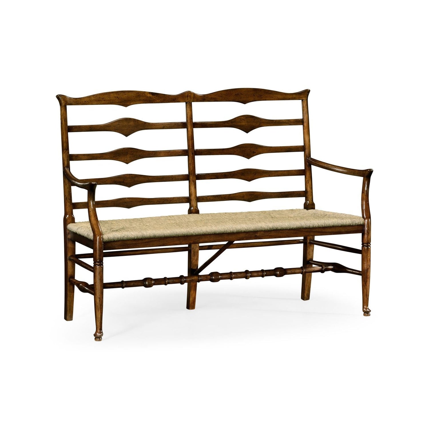 Casual Ladderback Bench-Jonathan Charles-JCHARLES-492803-WAL-BenchesWalnut-Rush-10-France and Son