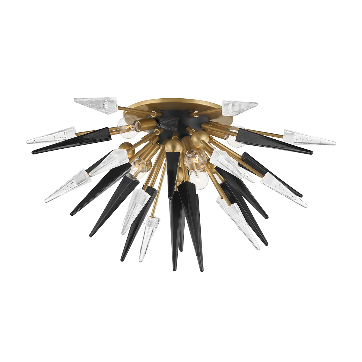 Sparta 6 Light Semi Flush Crystal Black-Hudson Valley-HVL-9027-AGB-Flush MountsAged Brass-1-France and Son