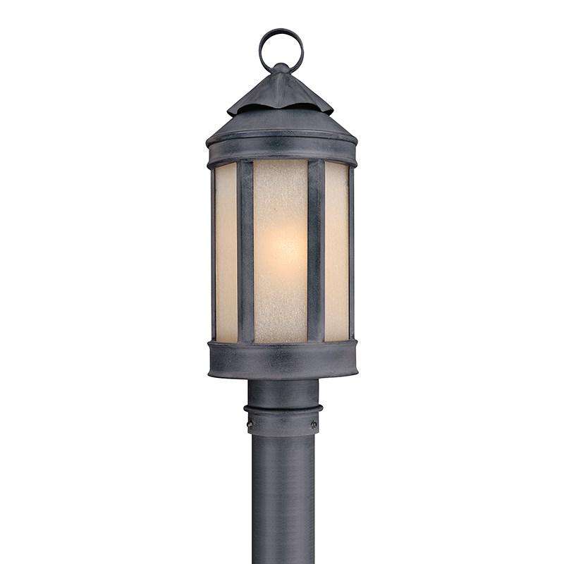 Andersons Forge 1Lt Post Lantern-Troy Lighting-TROY-P1464AI-Outdoor Post LanternsMedium-1-France and Son