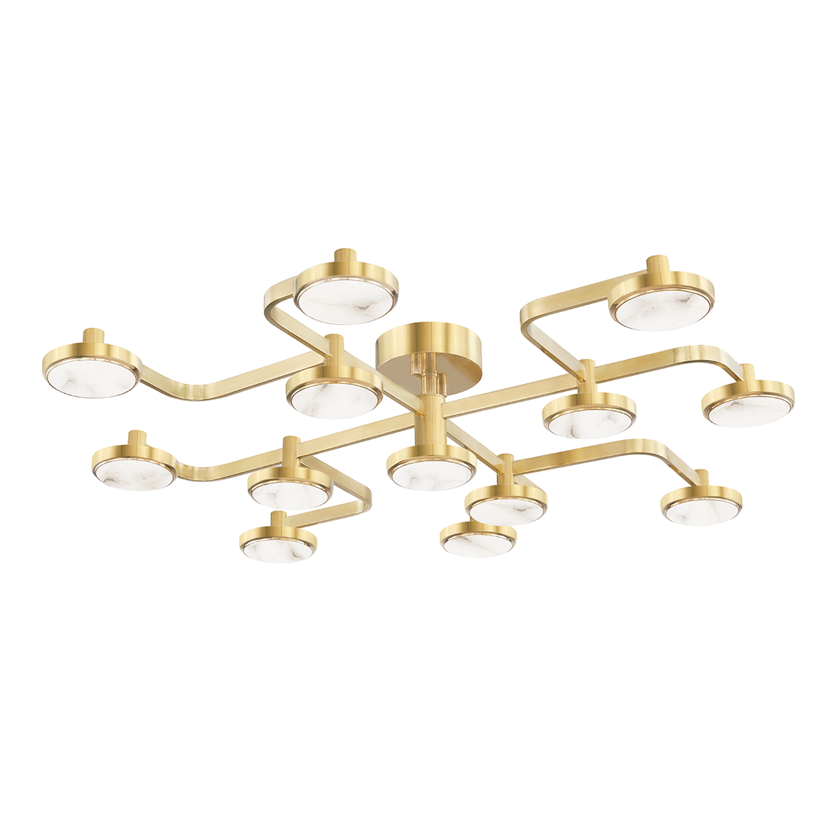 Meander 13 Light Semi Flush-Hudson Valley-HVL-6343-AGB-Flush MountsAged Brass-1-France and Son