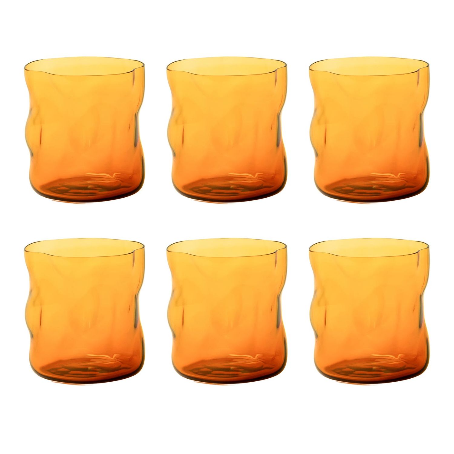 On the Rocks Drinking Glass in Amber, Set of 6
