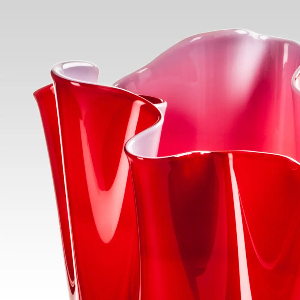 Fazzoletto Vase by Venini - L - Glossy Red, Opaque Pink