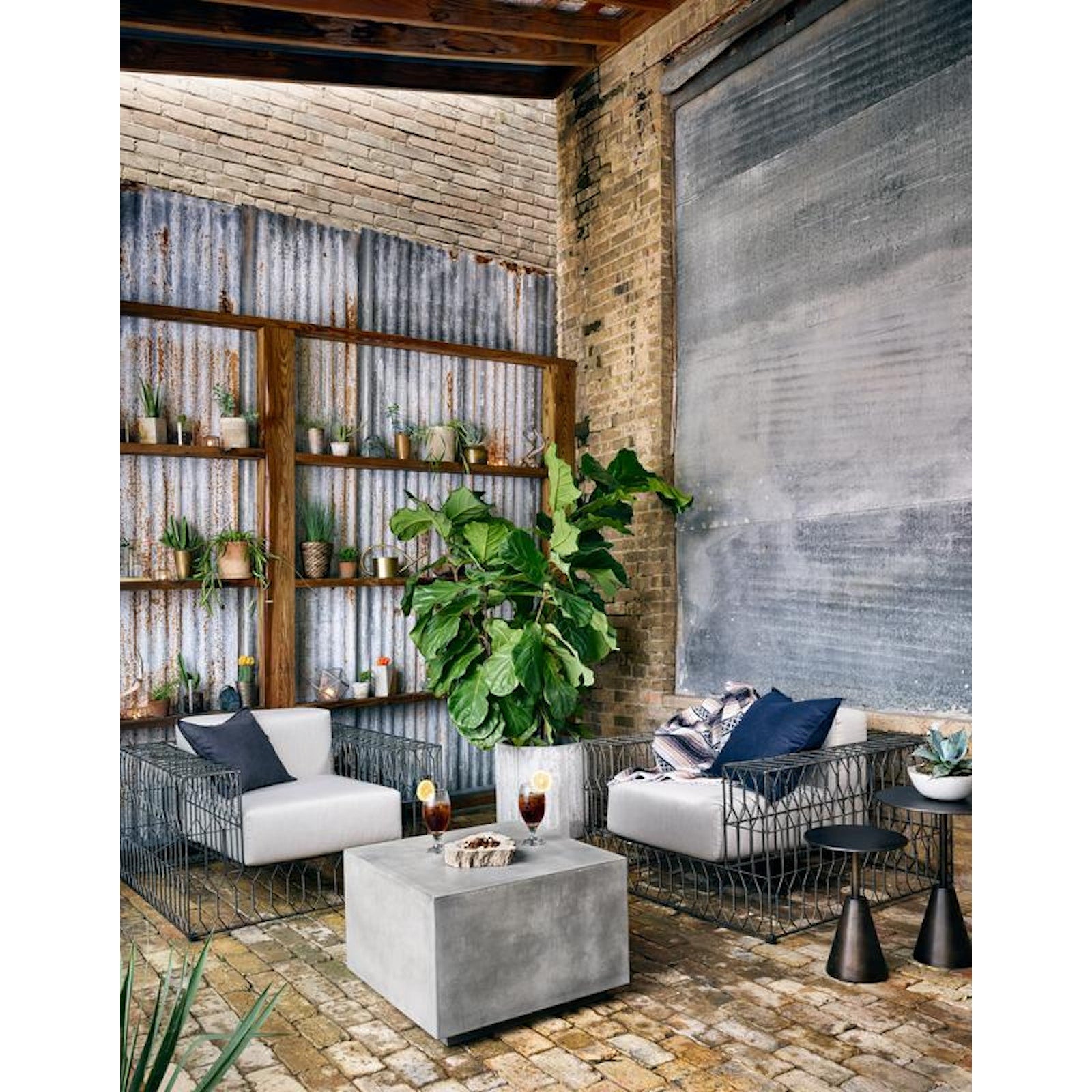 Parish Concrete Cube coffee table in an outdoor seating setting; other furniture and accessories not included