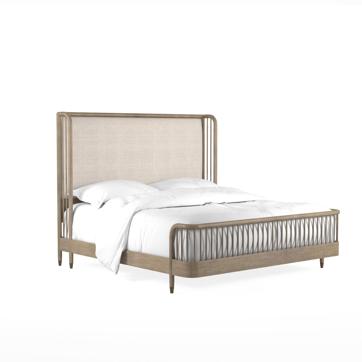 Finn King Upholstered Shelter Bed - Brown, Beige