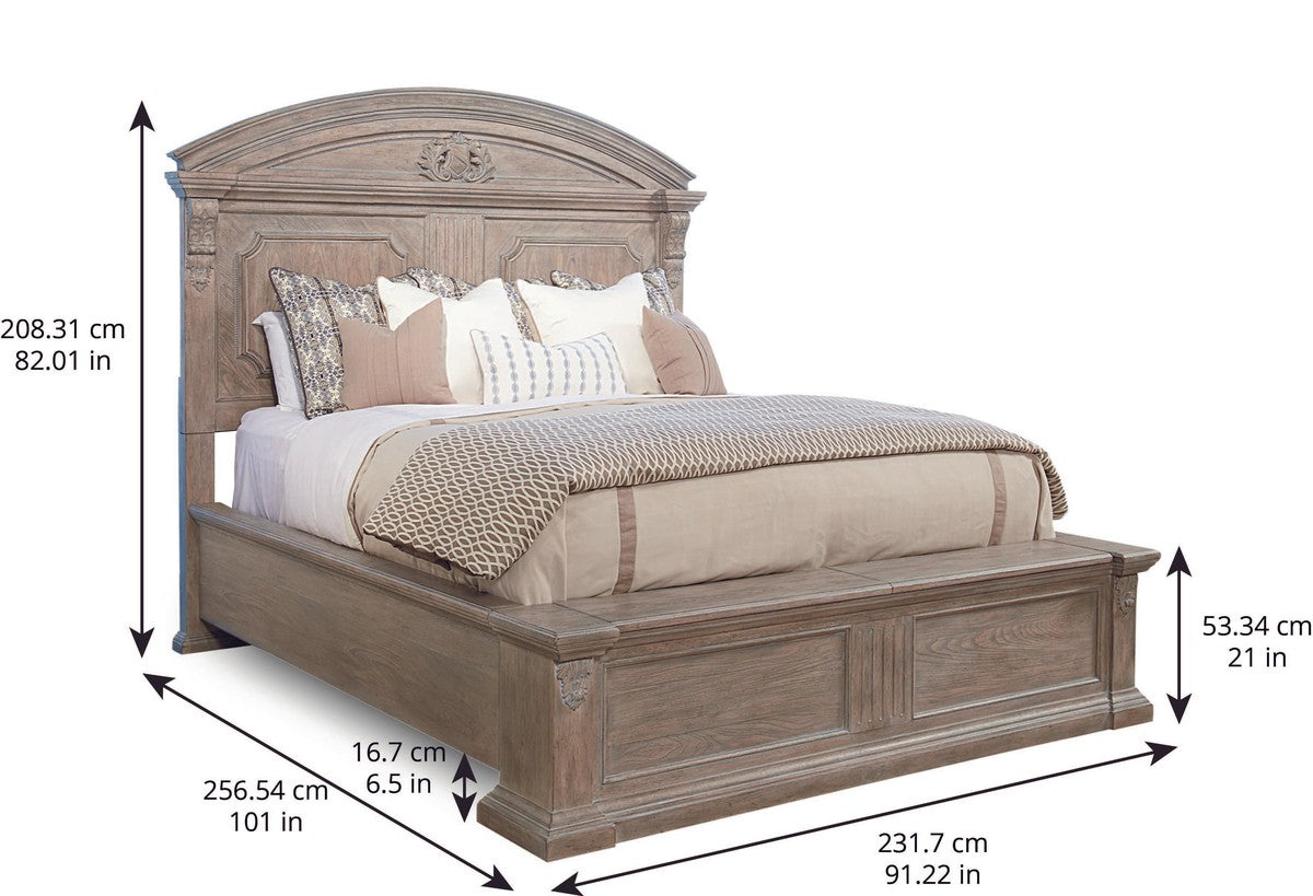 Arch Salvage King Chambers Panel Bed - Brown, Grey