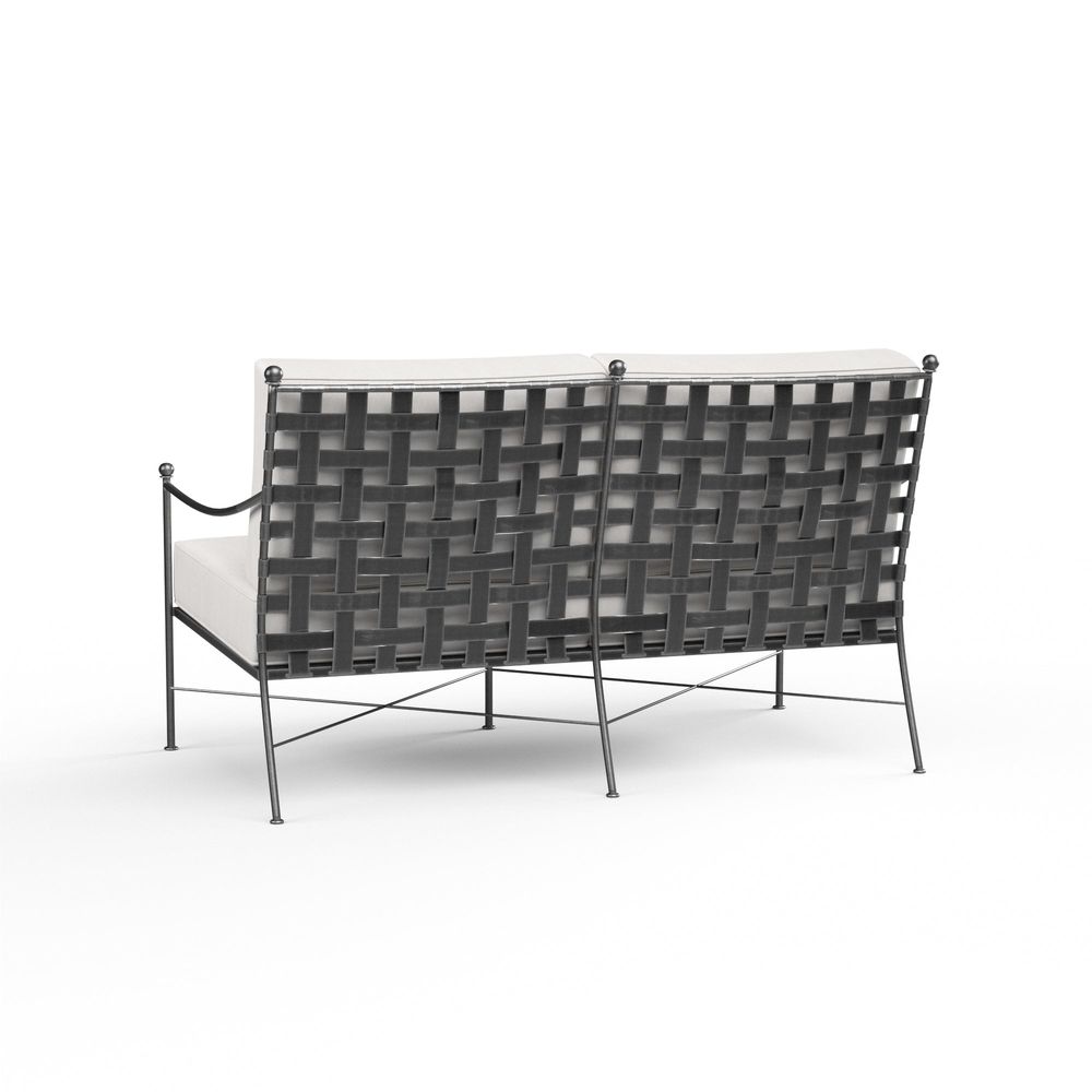 Alternate view of Provence Loveseat in Canvas Flax w/ Self Welt in off-white and dark grey.