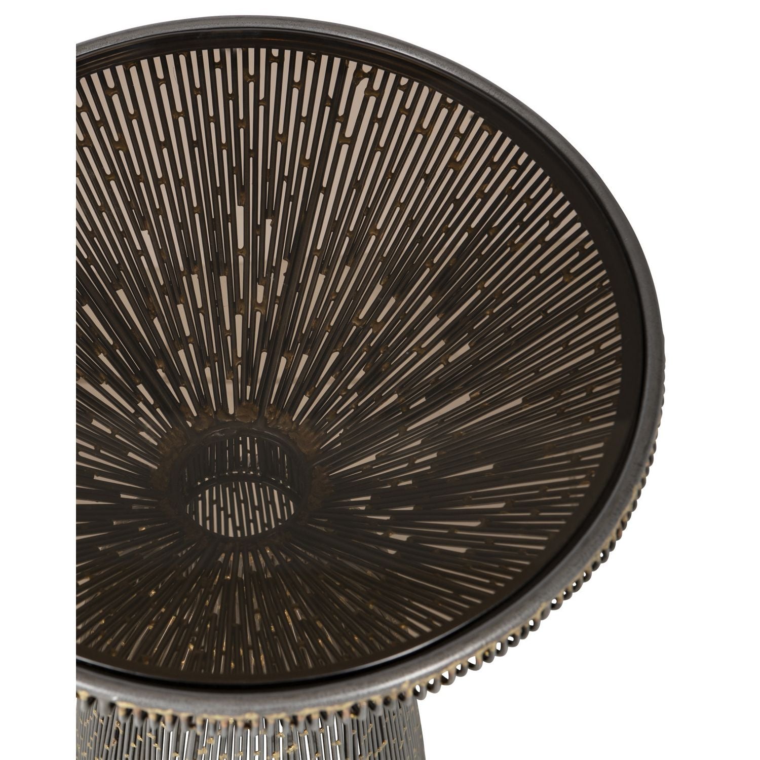 Alternate view of Canopus Accent Table, featuring distressed, iron, tempered glass, and a tempered glass top.