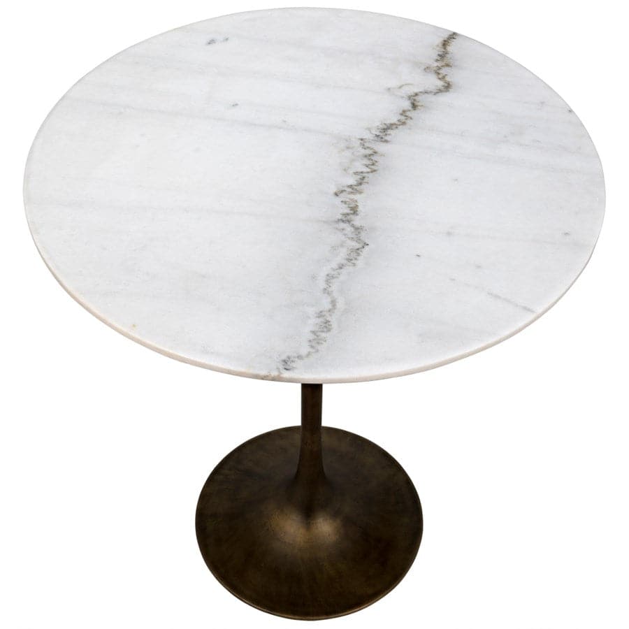 Laredo Bar Table-Noir-NOIR-GBAR001AB-36-Dining Tables36"-Aged Brass & White Stone Top-3-France and Son