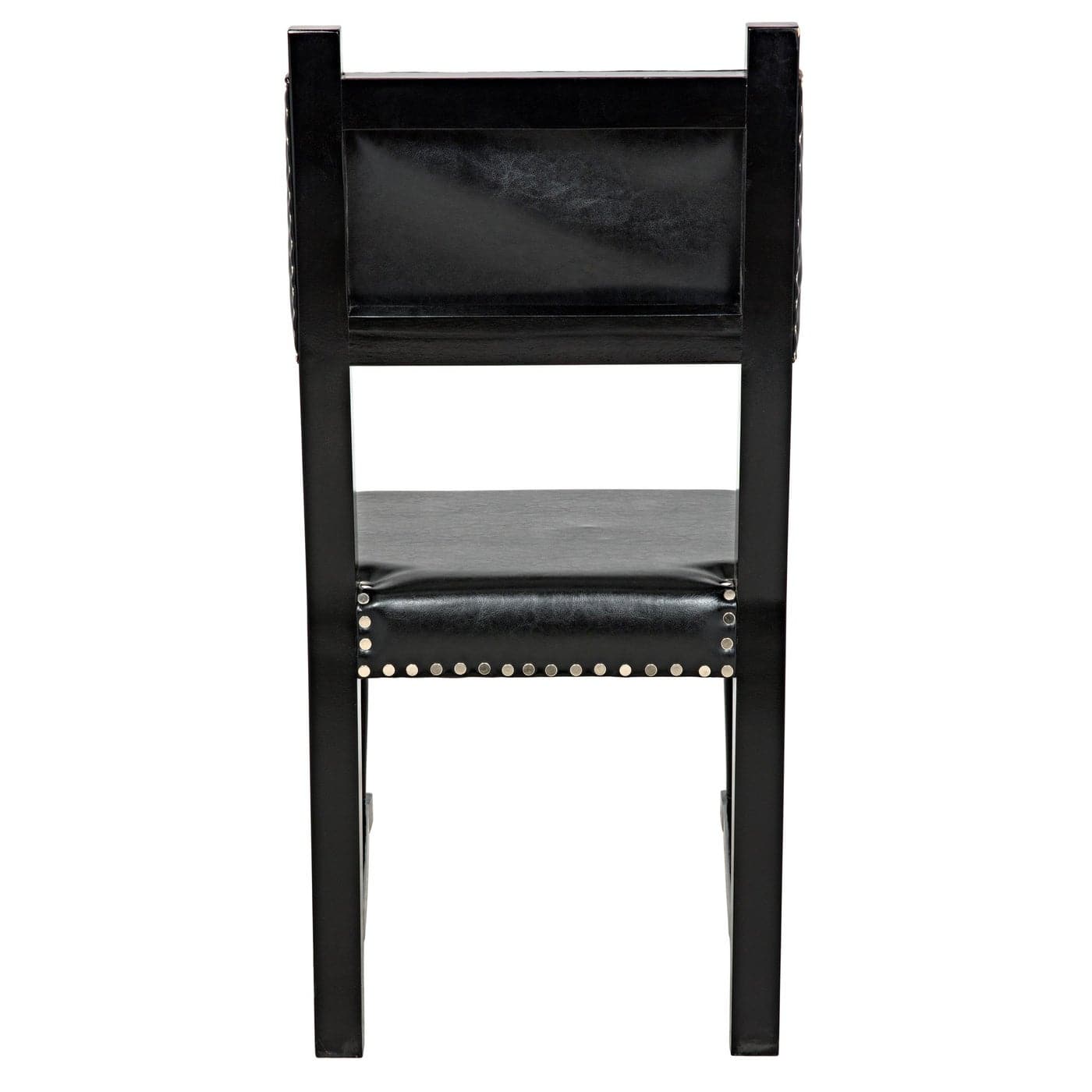 Kerouac Chair with Leather - Distressed Black-Noir-NOIR-GCHA275D1-Dining Chairs-4-France and Son