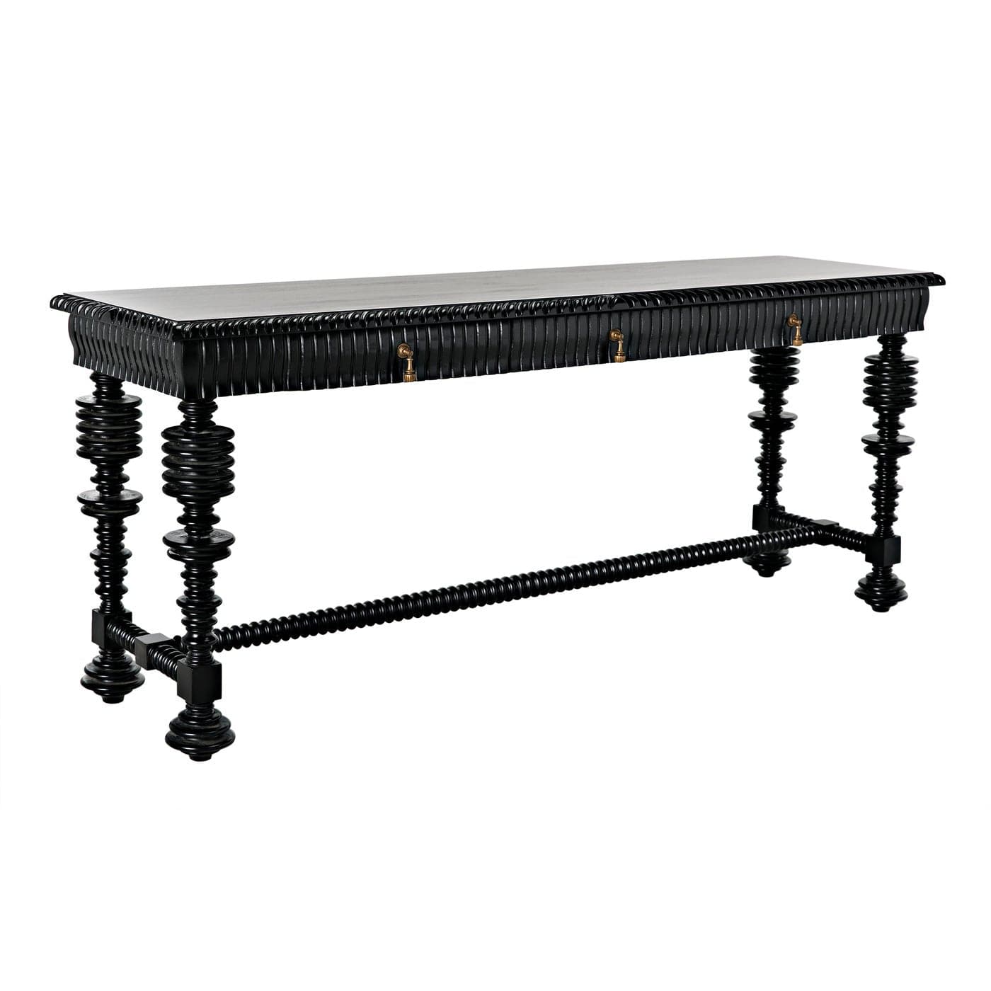 Portuguese Console - Hand Rubbed Black-Noir-NOIR-GCON376HB-Console Tables-4-France and Son