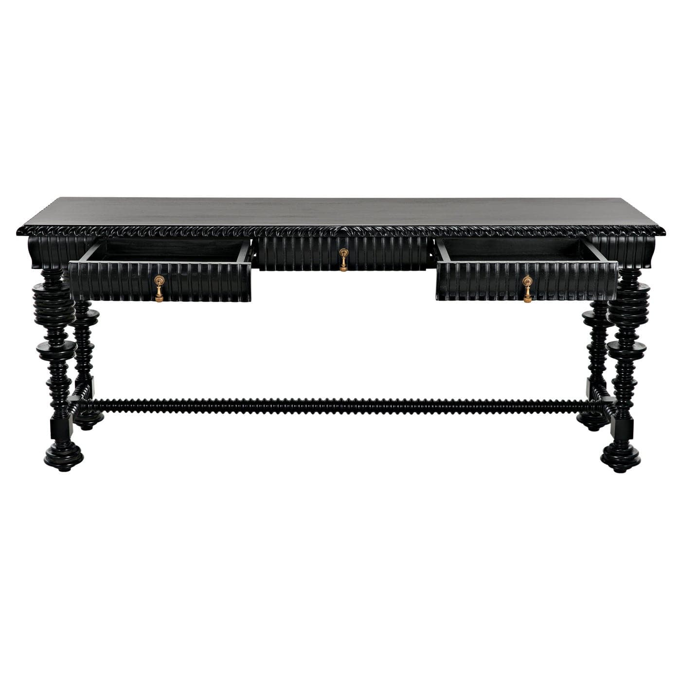 Portuguese Console - Hand Rubbed Black-Noir-NOIR-GCON376HB-Console Tables-5-France and Son