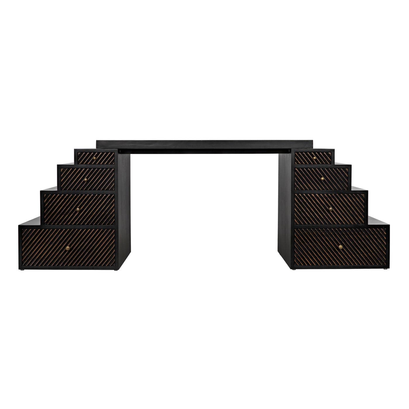 Ambidextrous Desk, Hand Rubbed Black with Light Brown Trim-Noir-NOIR-GDES196HB-Desks-3-France and Son