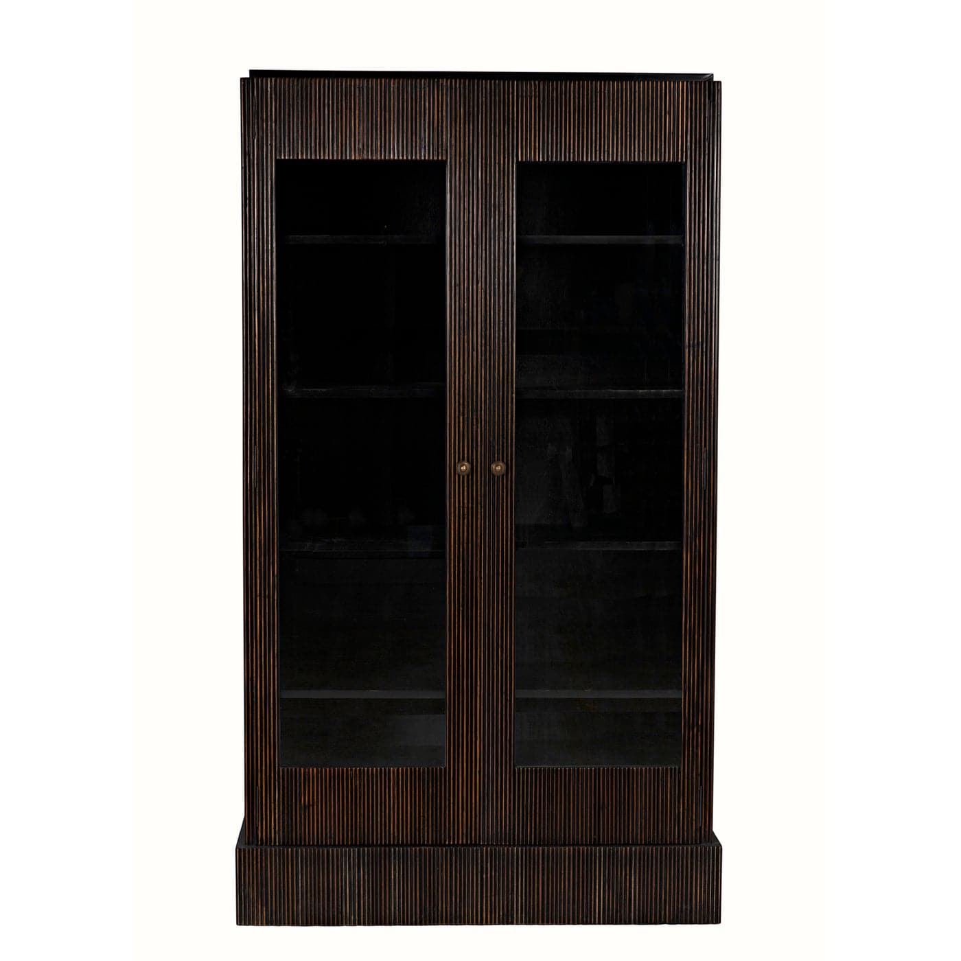 Noho Hutch, Hand Rubbed Black with Light Brown Trim-Noir-NOIR-GHUT151HB-Bookcases & Cabinets-3-France and Son