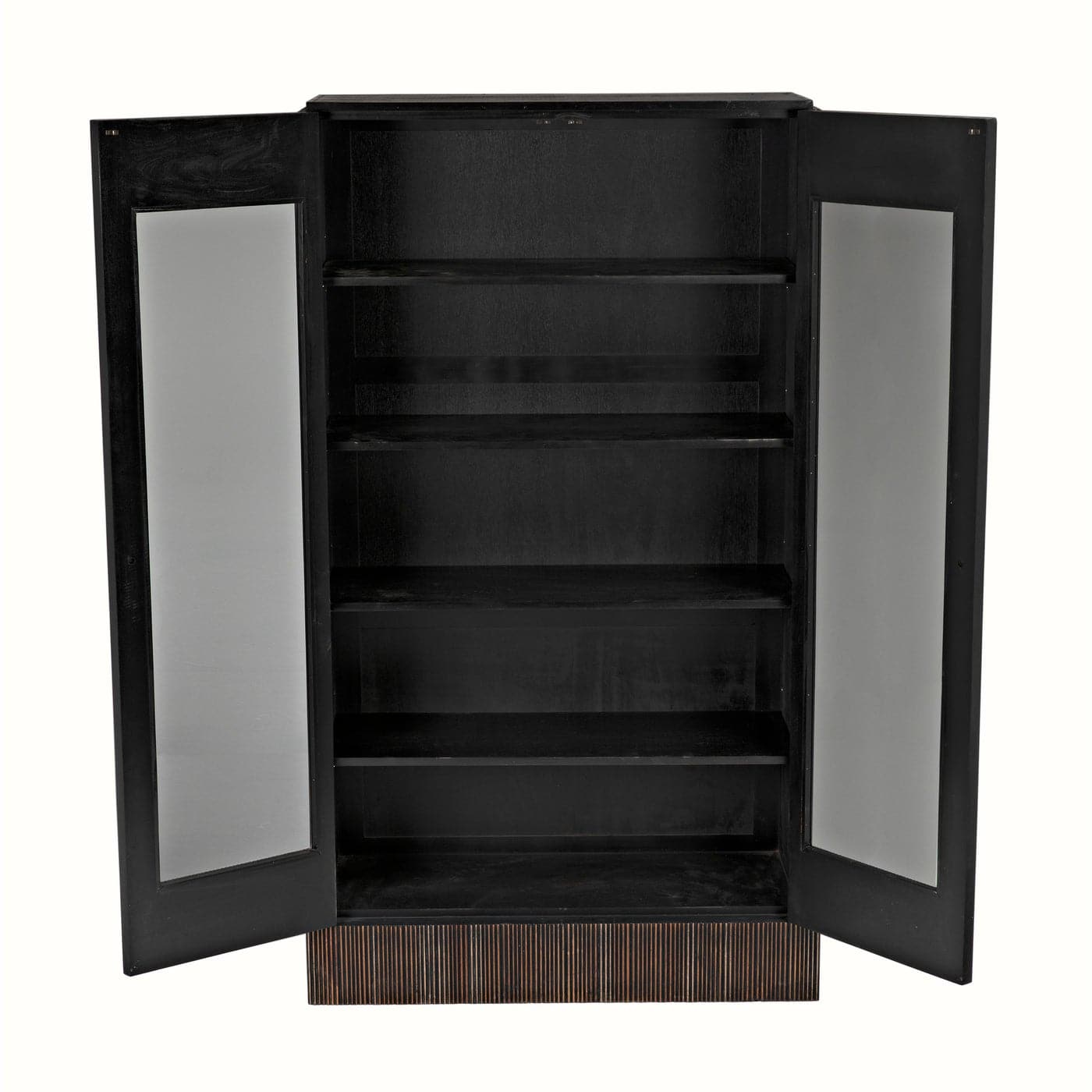 Noho Hutch, Hand Rubbed Black with Light Brown Trim-Noir-NOIR-GHUT151HB-Bookcases & Cabinets-4-France and Son