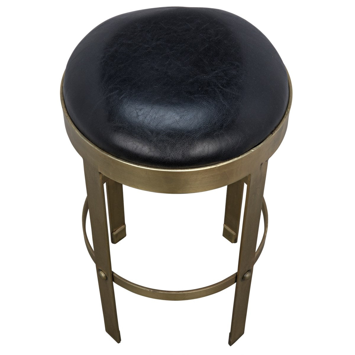 Prince Stool with Leather, Brass Finish-Noir-NOIR-GSTOOL146MB-S-Bar StoolsCounter-3-France and Son