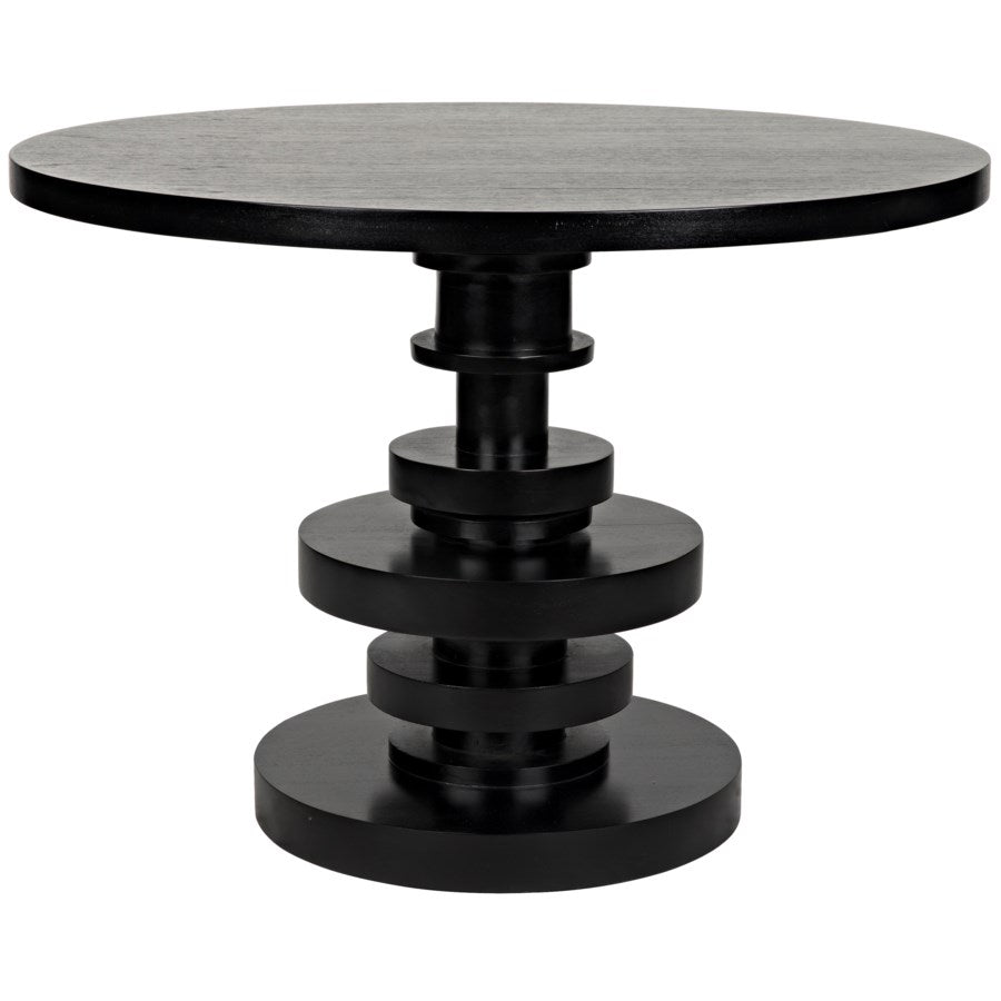 Corum Dining Table-Noir-NOIR-GTAB544HB-Dining TablesRound-2-France and Son