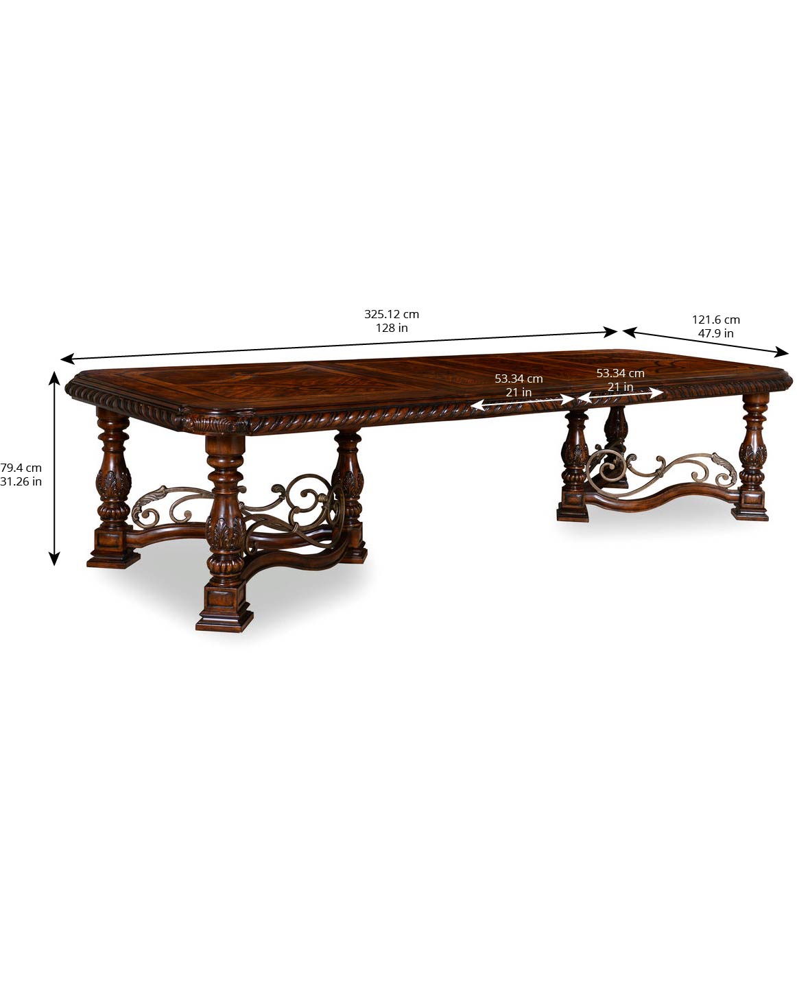 Valencia Trestle Dining Table - Brown