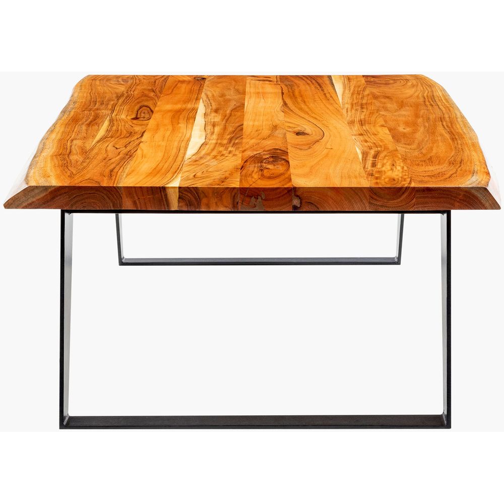 Alternate view of Halden Coffee Table, featuring matte black powder-coat, solid wood, metal, and fixed open metal base.