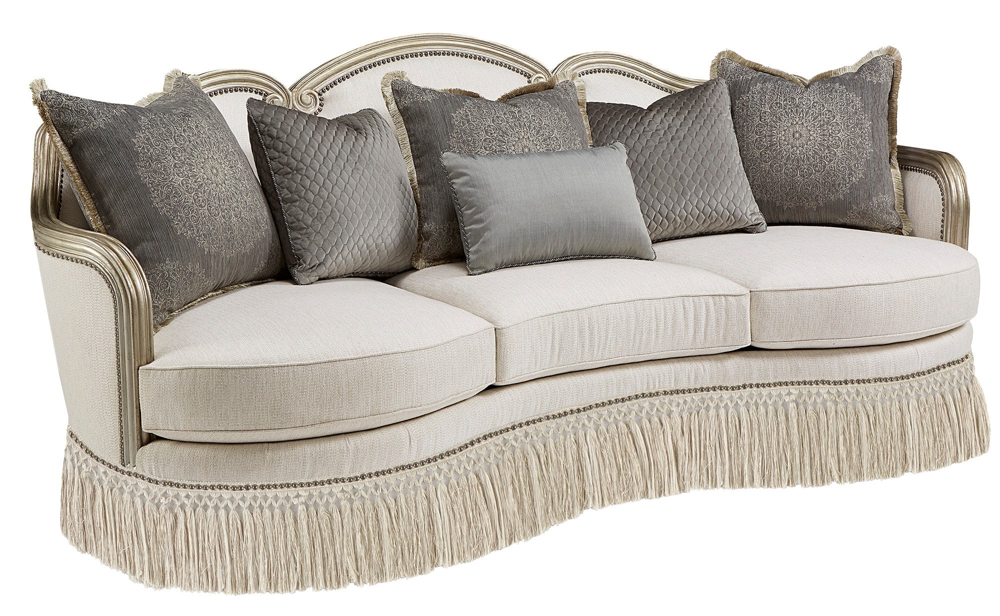 Giovanna Bezel Sofa - White, Silver