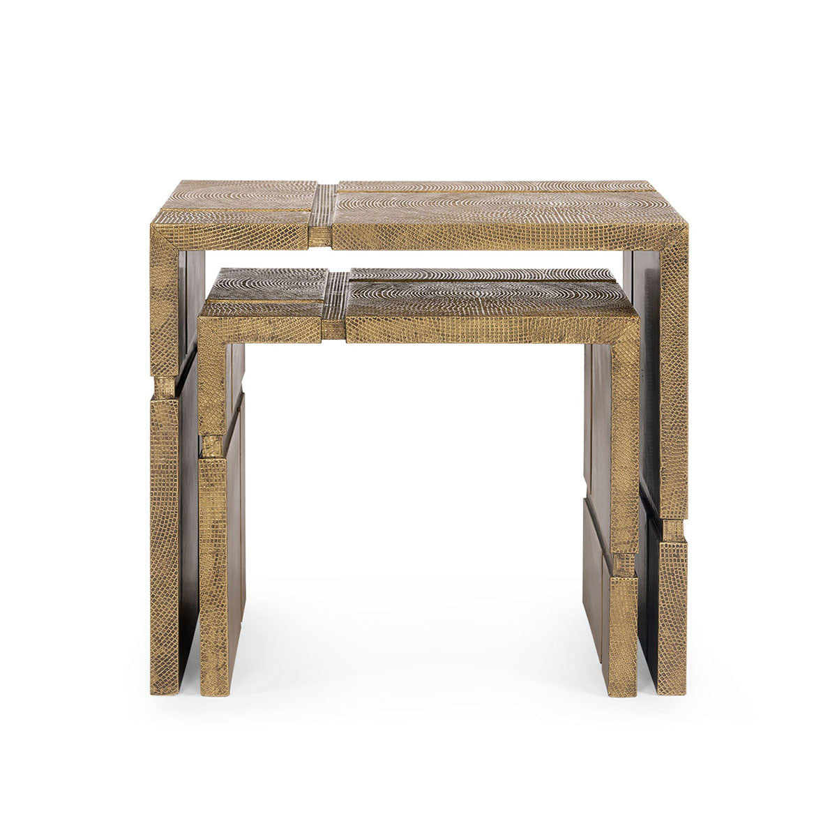 Hollis Nesting Tables Set of 2, Antique Brass