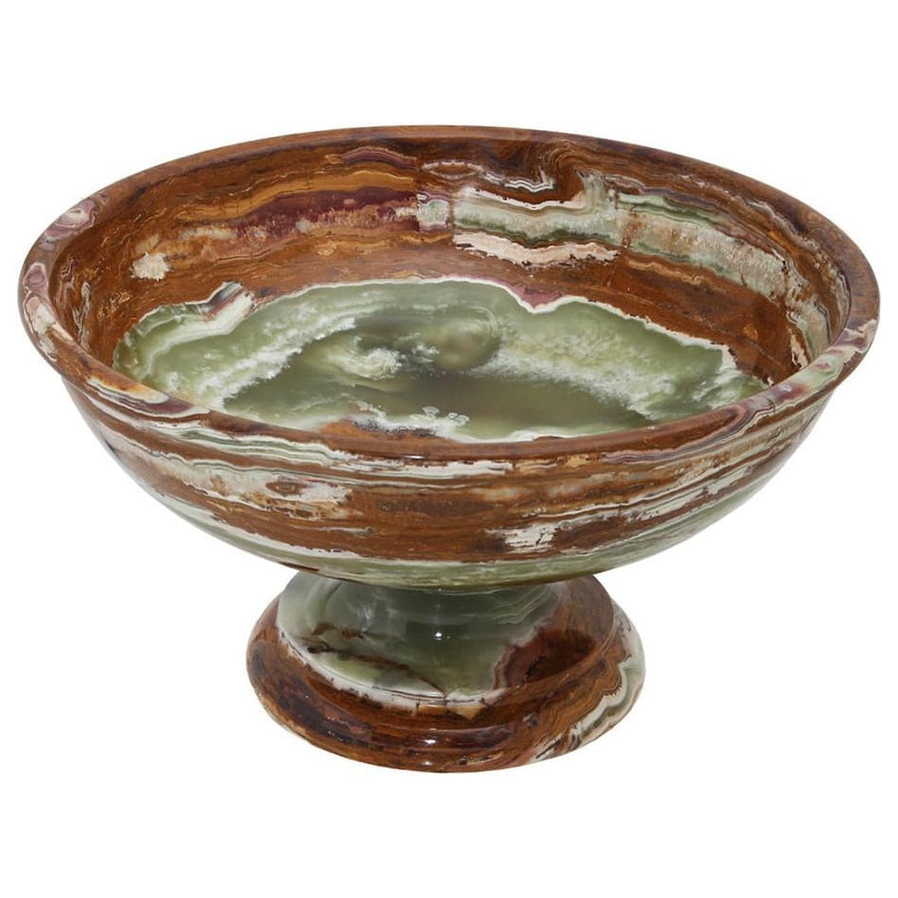 Carpo Collection Whirl Green 12" Onyx Pedestal Bowl-Marble Crafter-MC-FBW10-WG-Decor-1-France and Son