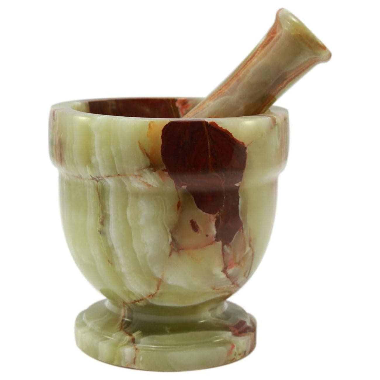 Asclepius Collection Whirl Green Large Onyx Mortar and Pestle Set-Marble Crafter-MC-MO15-WG-Bar Decor-1-France and Son