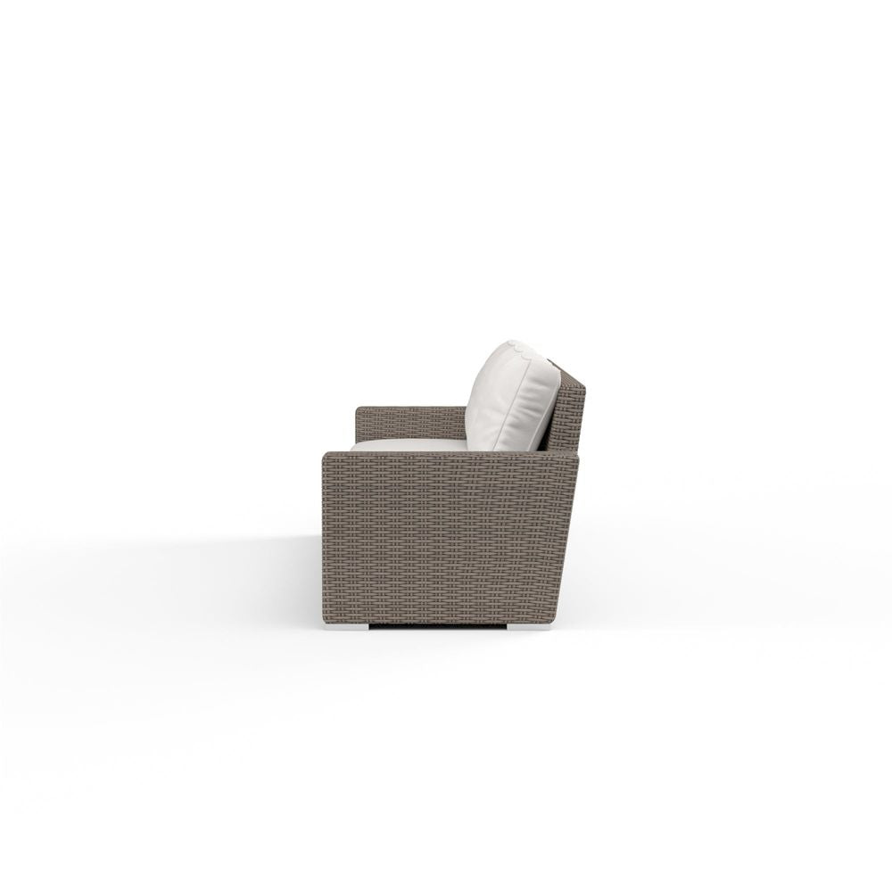 Additional view of Coronado Sofa in Canvas Flax w/ Self Welt, showing rectangular blocky silhouette in taupe and off-white.