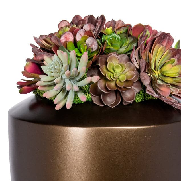 Burgundy Succulent Mix in Barrel Planter-Gold Leaf Design Group-GOLDL-HY8615-Planters-3-France and Son