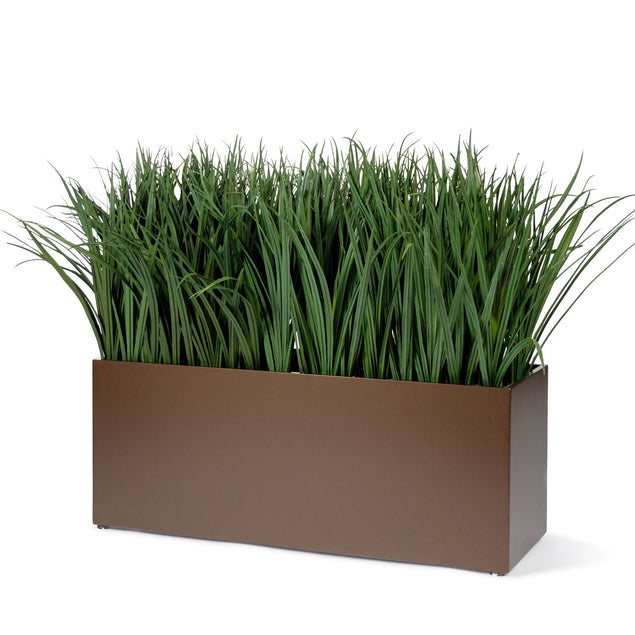 Grass, Liriope in Bronze Black Rectangle Planter-Gold Leaf Design Group-GOLDL-HY9493-50B-Planters-2-France and Son