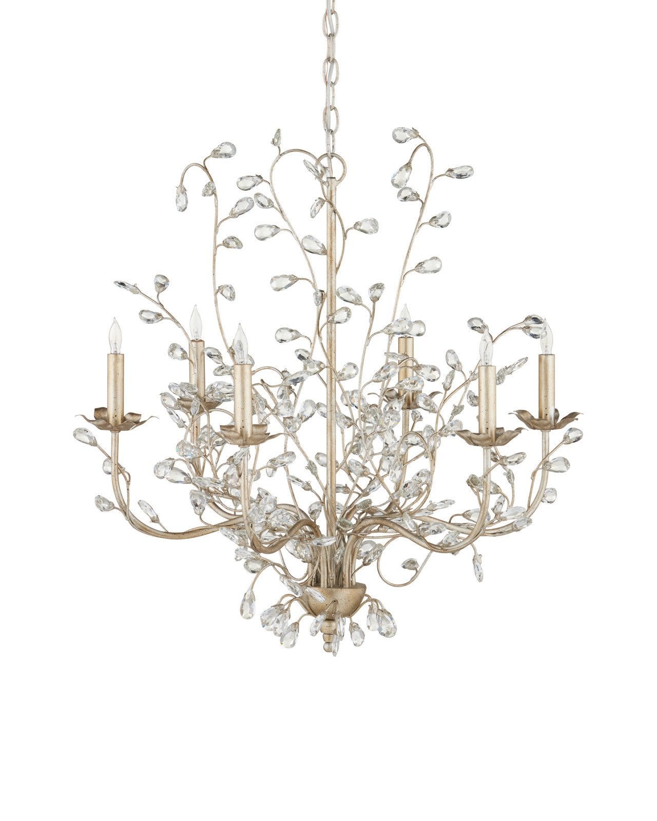 Crystal Bud Medium Silver Chandelier