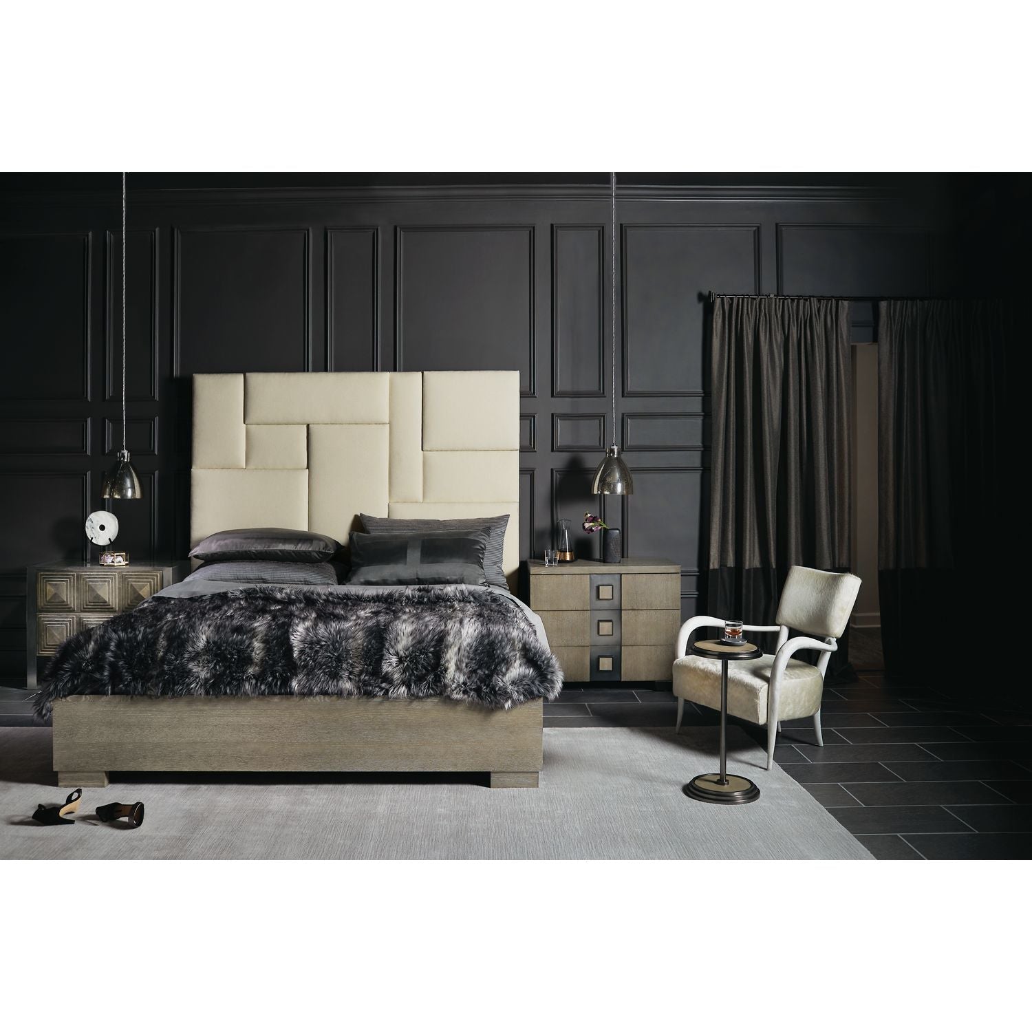 Mosaic Upholstered King Panel Bed